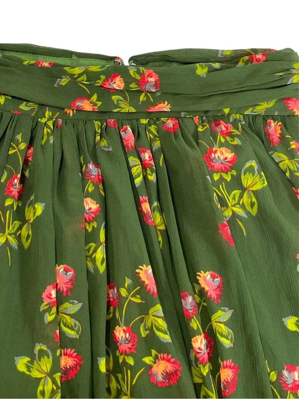 NWT J.Crew Point Sur Floral Dark Green Maxi Skirt Chiffon